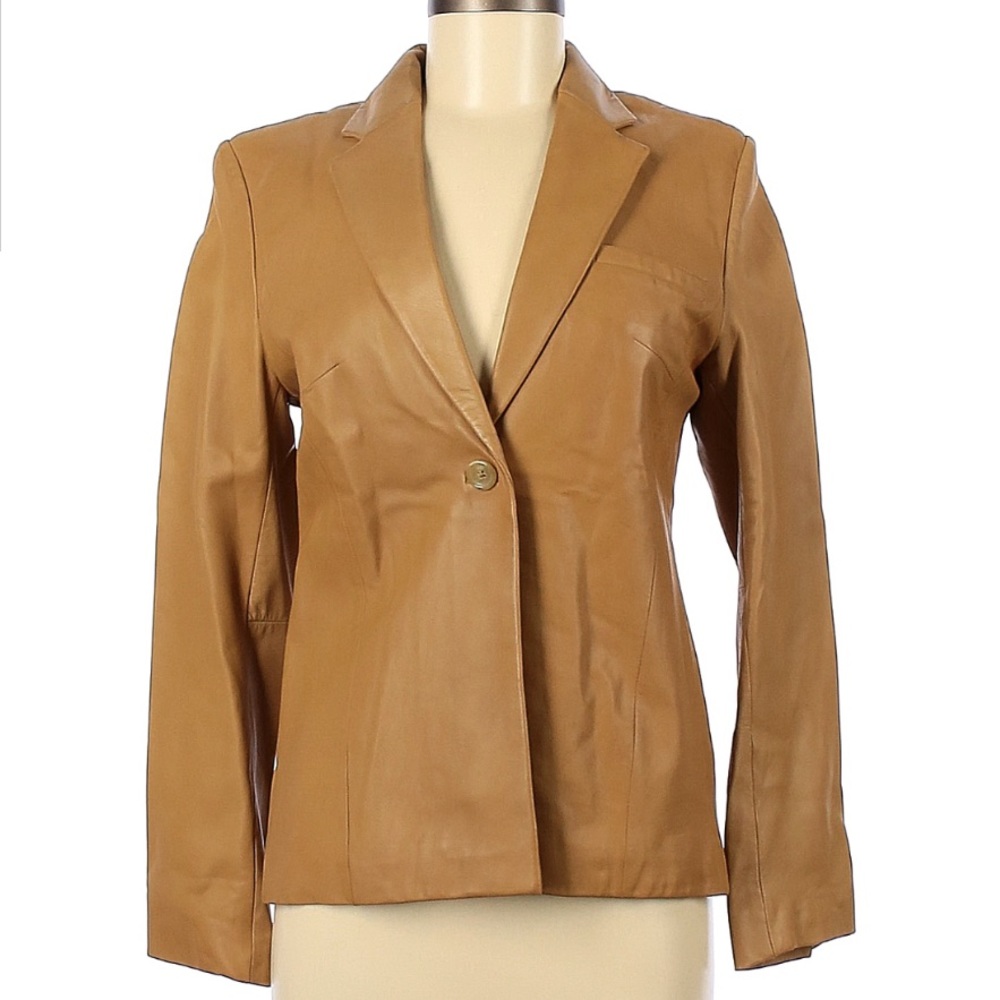 Banana Republic camel lambskin leather blazer
